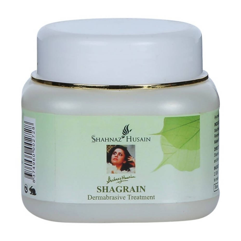 Shahnaz Husain Shagrain Dermabrasive Treatment jar with cream, skincare product for face exfoliation and skin rejuvenation.
