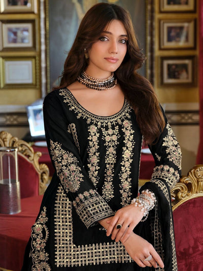 Dhiyona IE Women Ethnic Motifs Embroidered Thread Work Kurta with Palazzos & Dupatta