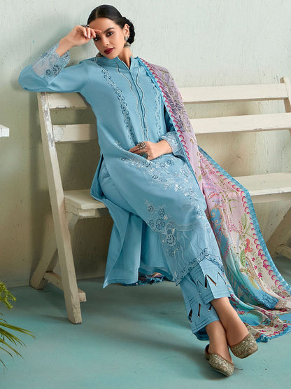 Indyancart IE Women Floral Embroidered Regular Thread Work Kurta with Trousers & Dupatta