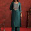Dhiyona IE Women Ethnic Motifs Embroidered Regular Liva Kurta with Trousers Kurta Sets