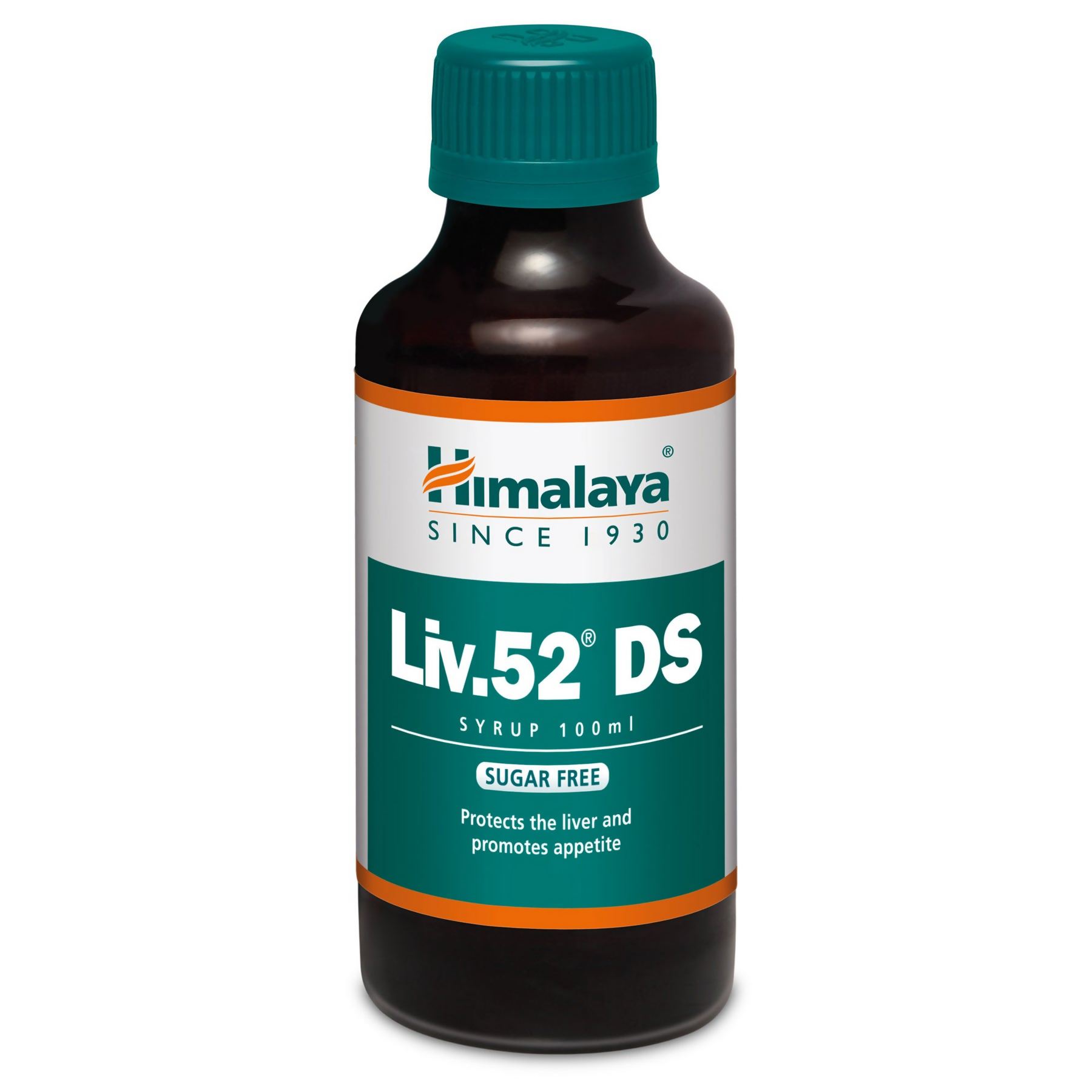 Himalaya Herbals Liv.52 DS Sugar-Free Ayurvedic Syrup bottle with label and cap, displayed on a white background