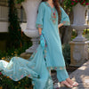 Indyancart IE Women Floral Embroidered Regular Thread Work Pure Cotton Kurta with Trousers & With Dupatta