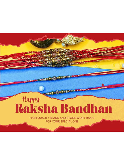 Anouk Thread Set Of 12 Beaded Cotton Thread with AD Stones & Meenakari Designer Rakhi