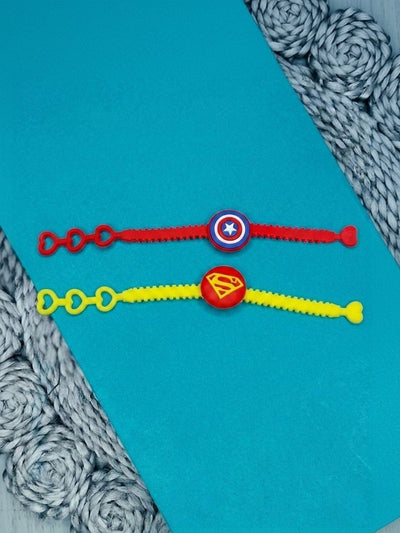 Indyancart Set Of 2 Superhero Kids Rakhi With Roli Chawal Chandan Mishri