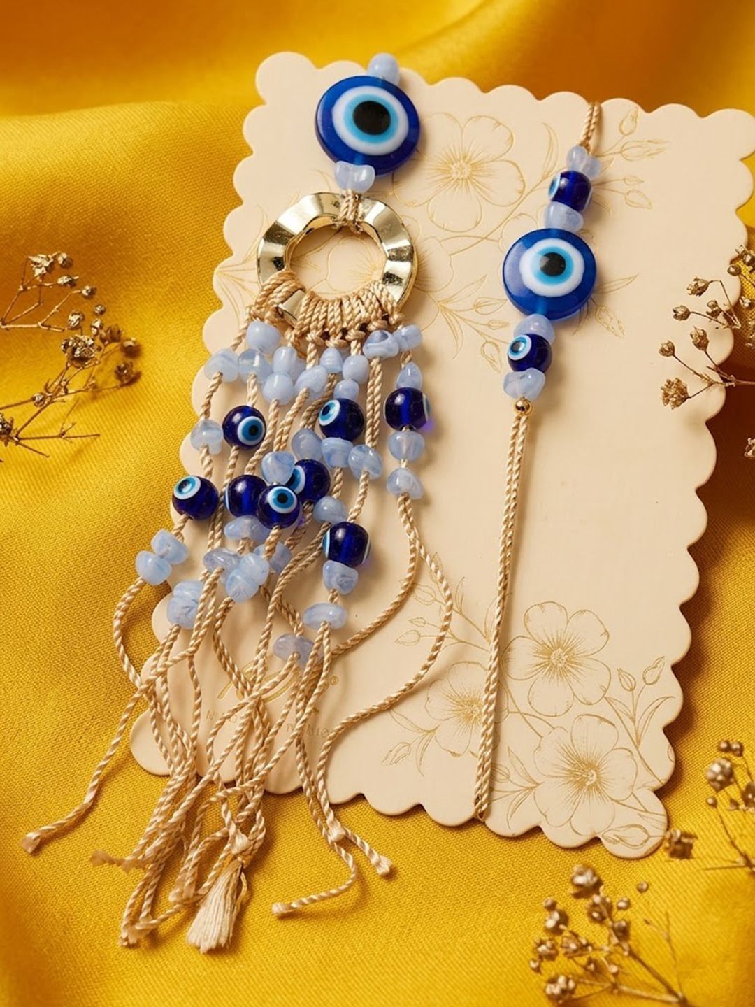 Anouk Set Of 2 Gold Toned Round Evil Eye Bhaiya Bhabhi Rakhi