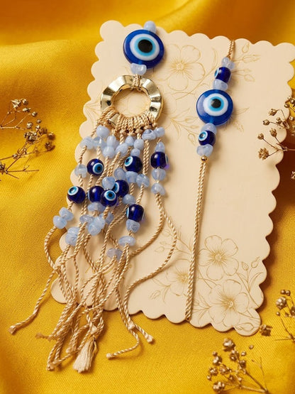 Anouk Set Of 2 Gold Toned Round Evil Eye Bhaiya Bhabhi Rakhi