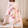 Dhiyona IE Floral Printed Round Neck Linen Straight Kurta & Trousers With Dupatta