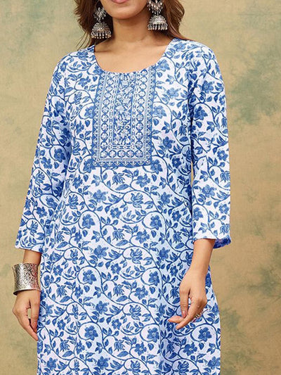 Indyancart VA Women's Floral Printed Kurta with Palazzo & Dupatta