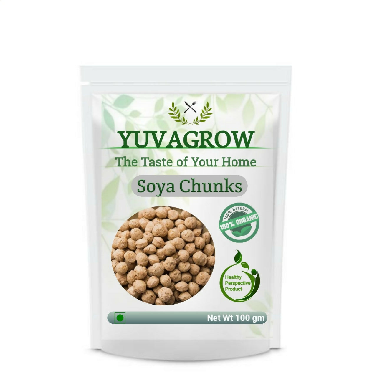 Yuvagrow Soya Chunks in a bowl, showing the textured, beige soy protein pieces ready for cooking or meal preparation.