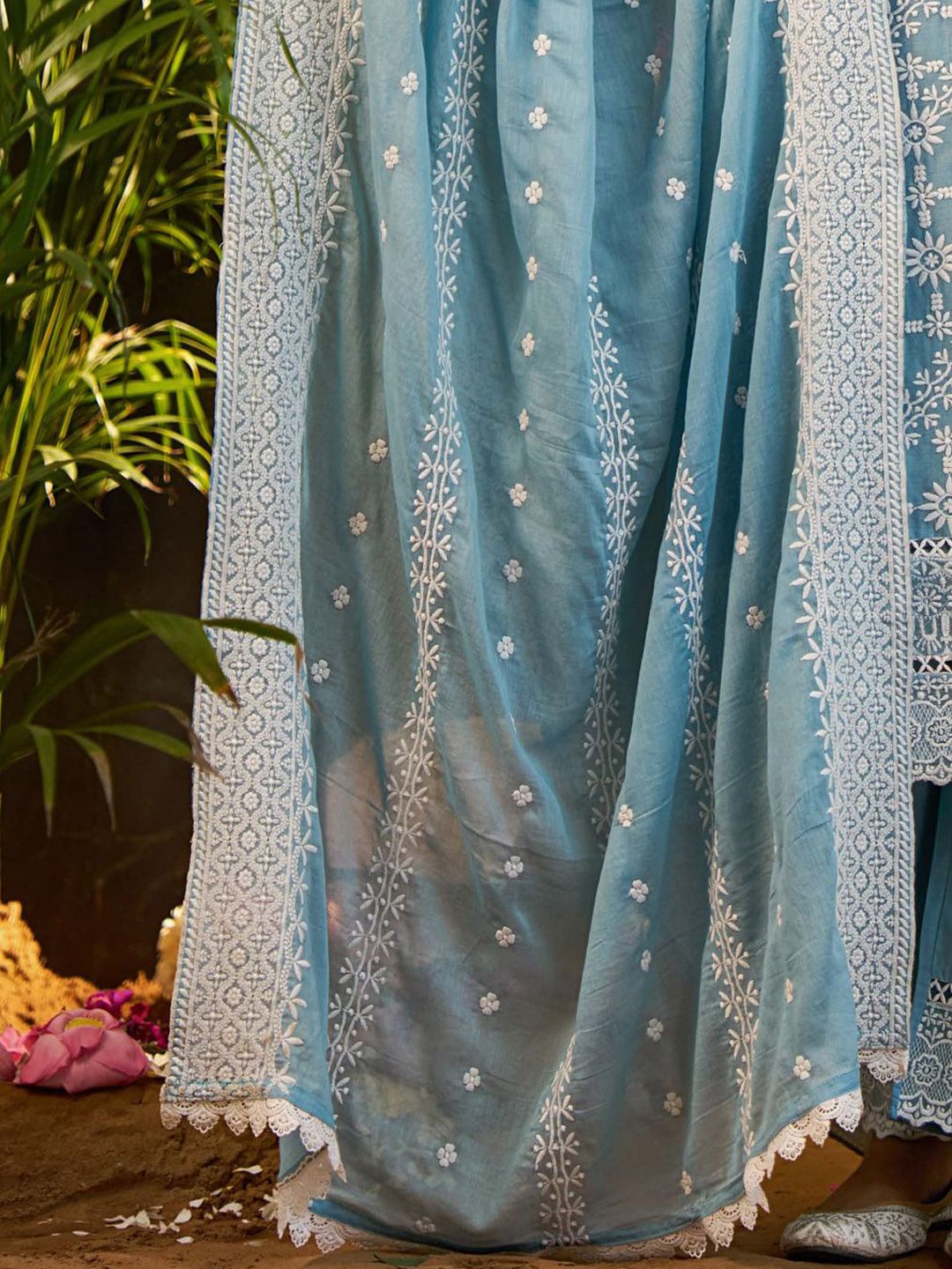 Women Ethnic Motifs Embroidered Cotton Kurta with Trousers & Dupatta