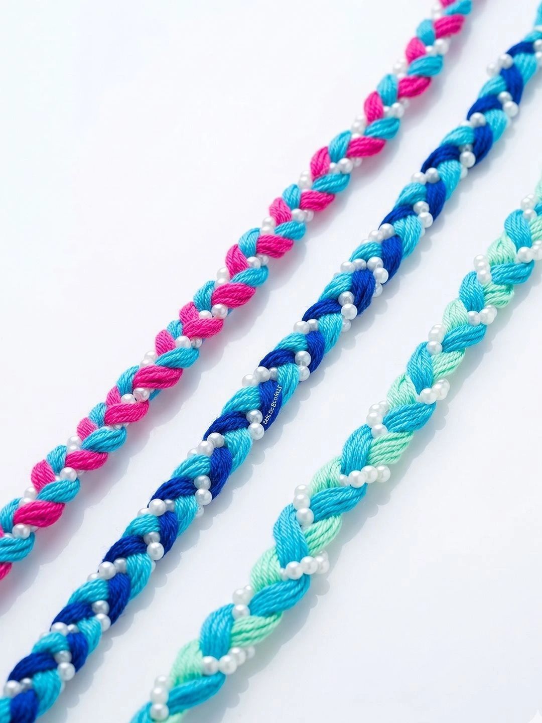 Anouk Set Of 3 Multicolor Thread Rakhi With Roli Chawal Chandan Mishri