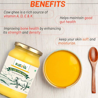 Satvik A2 Gir Cow Ghee | Vedic Bilona Method | Bilona Ghee | A2 Cow Desi Ghee