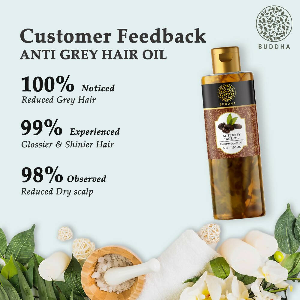 Buddha Natural Anti Grey Hair Oil For Anti Greying and Natural Hair Color - Indyancart