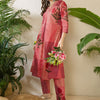 Dhiyona IE Printed V-Neck Three-Quarter Sleeves Pure Cotton Tunic And Trousers