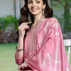 Dhiyona IE Women Floral Embroidered Regular Thread Work Kurta with Trousers & With Dupatta