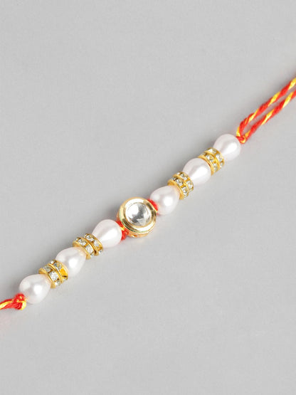 Anouk Unisex Set of 2 Beaded Bhai Bhabhi Rakhis With Roli & Chawal
