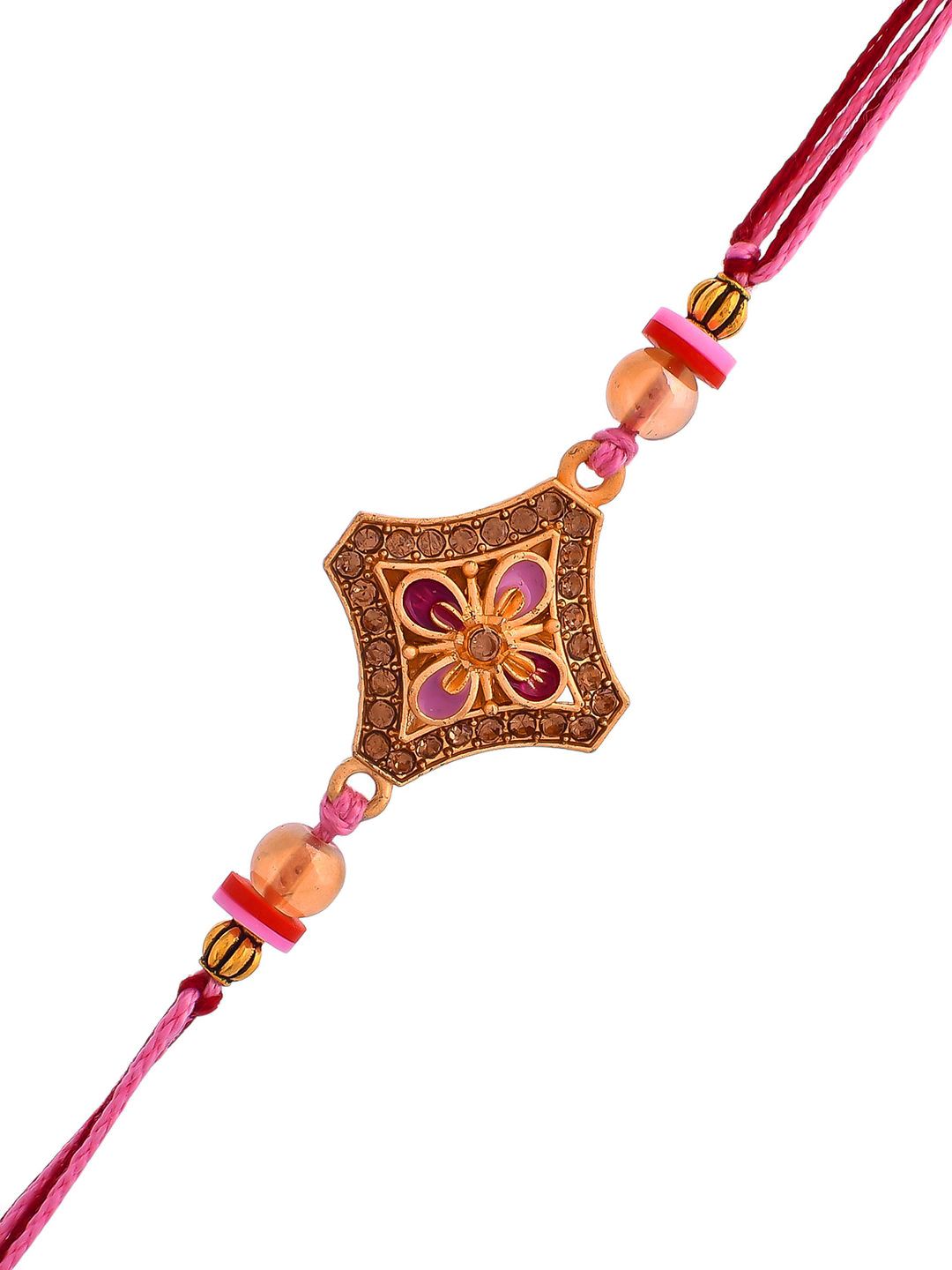 Anouk Gold-Toned Stone-Studded & Beaded Thread Rakhi