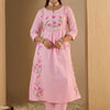 Dhiyona IE Women Floral Embroidered Panelled Thread Work Pure Cotton Kurta with Trousers & With Dupatta