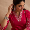 Dhiyona IE Women Ethnic Motifs Embroidered Cotton Kurta with Trousers