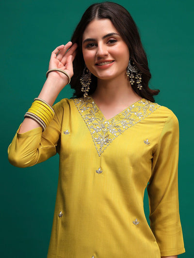 Indyancart SN Women's Embroidered Straight Kurta With Trouser & Dupatta
