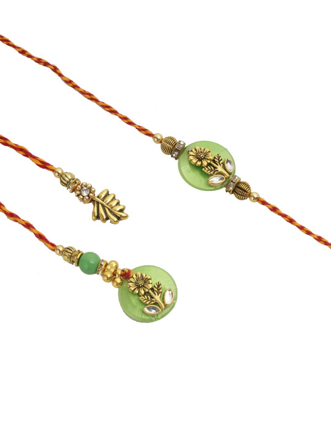 Anouk Floral Bhaiya Bhabhi Thread Rakhi With Roli Chawal & Greetings Card