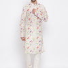 Men's Cream Cotton Blend Straight Kurta Pyjama Set