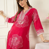 Indyancart IE Printed V-Neck Three-Quarter Sleeves Pure Cotton Tunic And Trousers