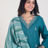 Dhiyona IE Ethnic Motifs Embroidered V-Neck Thread Work Kurta & Trousers With Dupatta