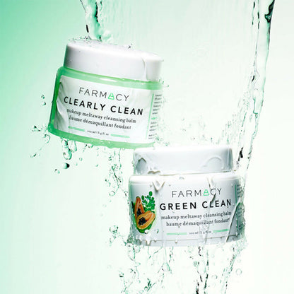 Farmacy Clearly Clean Makeup Meltaway Cleansing Balm in a jar, smooth texture, suitable for gentle facial cleansing.