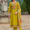 Dhiyona IE Women Floral Embroidered Regular Thread Work Kurta And Trousers With Dupatta