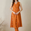 Dhiyona IE Women Floral Embroidered Pure Cotton Kurta with Trousers