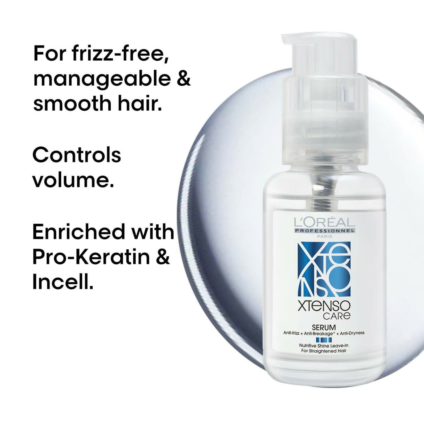 L'Oréal Professionnel Xtenso Care Leave-In Serum bottle and dropper for hair nourishment and shine, by L'Oreal Paris