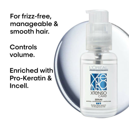 L'Oréal Professionnel Xtenso Care Leave-In Serum bottle and dropper for hair nourishment and shine, by L'Oreal Paris