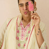 Indyancart IE Women Floral Embroidered Regular Thread Work Pure Cotton Kurta with Trousers & With Dupatta