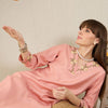 Dhiyona IE Floral Embroidered V-Neck A-Line Tunic With Trousers