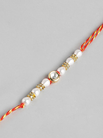 Anouk Unisex Set of 2 Beaded Bhai Bhabhi Rakhis With Roli & Chawal
