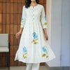 Indyancart IE Women Floral Printed Panelled Pure Cotton Kurta with Trousers