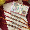 Dhiyona Set Of 4 Artificial Stones Floral Design Thread Rakhi