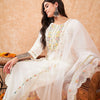 Indyancart IE Women Floral Embroidered Thread Work Pure Cotton Kurta with Trousers & Dupatta