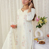 Indyancart IE Floral Embroidered Thread Work Pure Cotton Kurta With Trousers & Dupatta