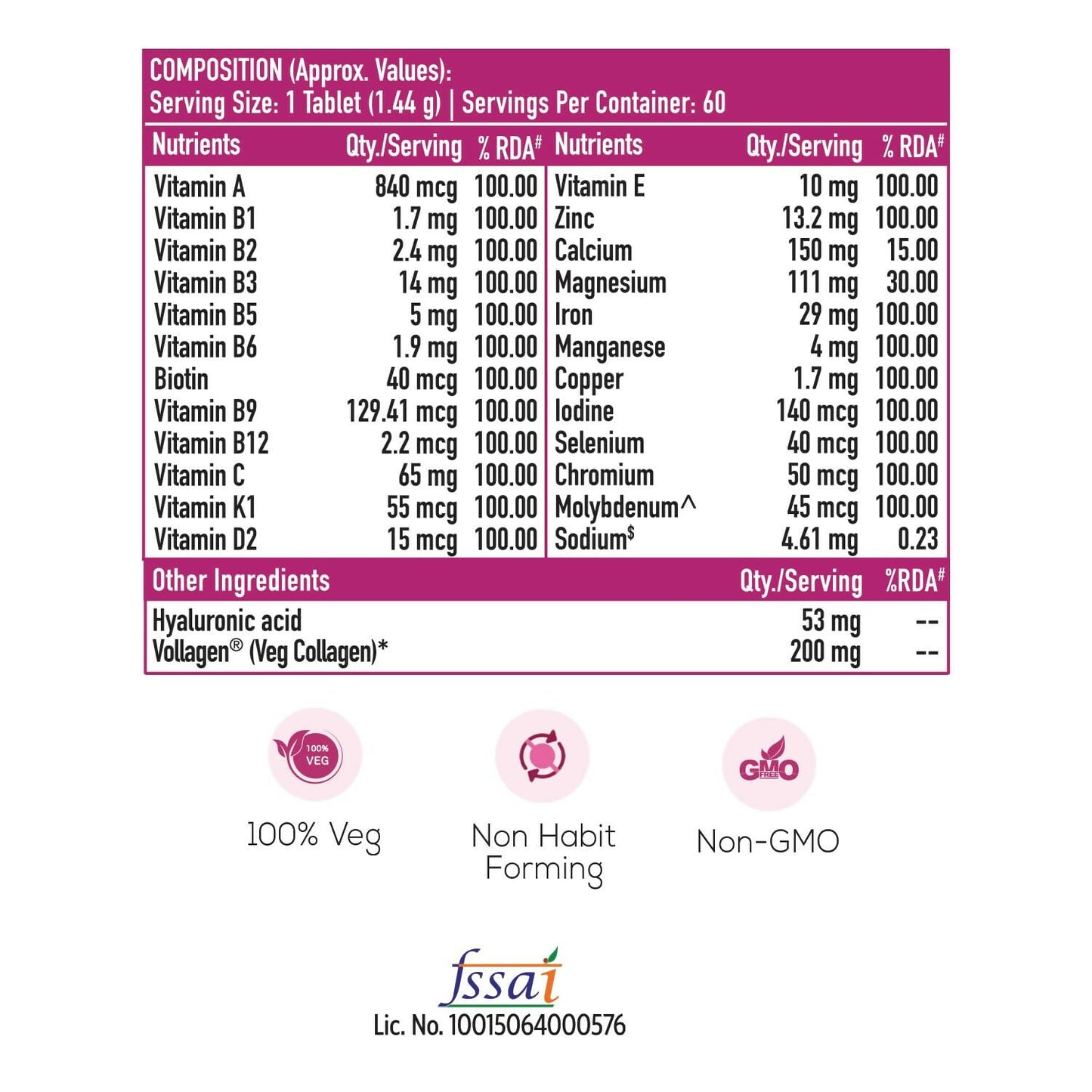 HK Vitals Multivitamin Plus Women Ayurvedic Tablets in a blister pack, designed to support women's health and wellness.