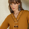 Dhiyona IE Embroidered V-Neck Pure Cotton Top With Trouser