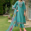 Indyancart IE Women Floral Embroidered Regular Thread Work Kurta with Trousers & With Dupatta