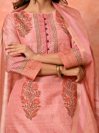 Indyancart SN Women's Floral Printed Kurta with Trousers & Dupatta