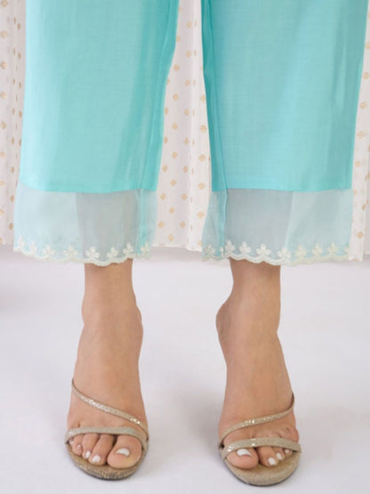 Women Ethnic Motifs Embroidered Regular Thread Work Liva Kurta with Trousers & With Dupatta