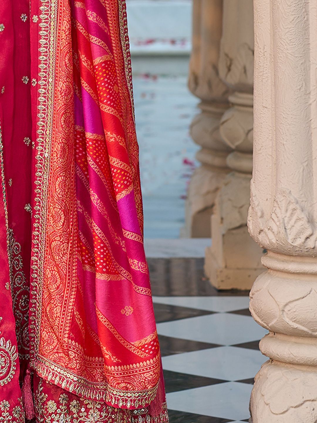 Women Ethnic Motifs Embroidered Panelled Sequinned Kurta with Trousers & With Dupatta