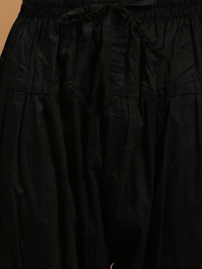 Men's Black Viscose Straight Kurta and Patiala Set