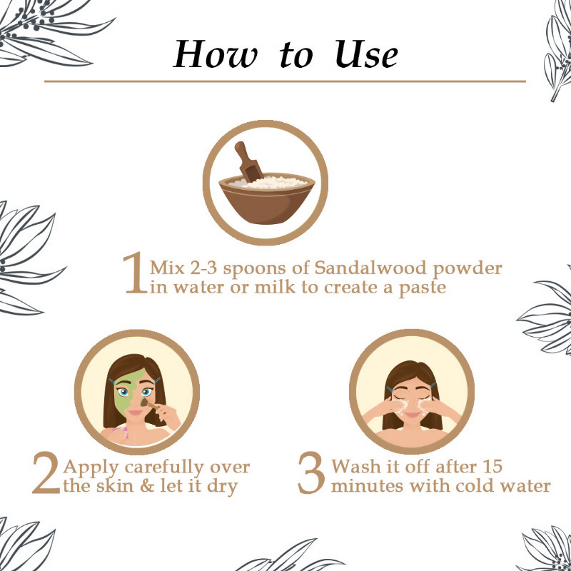 Wild Organic sandalwood powder face pack for skin and body, showing the natural powder in a container.