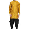 Men's Gold Silk Blend Pathani Kurta and Dhoti Set