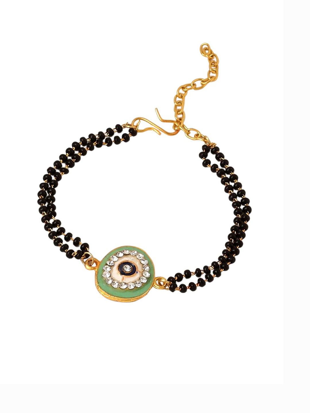 Anouk Set Of 2 Green Round Shape Artificial Stones Bhaiya Bhabhi Rakhi With Roli Chawal